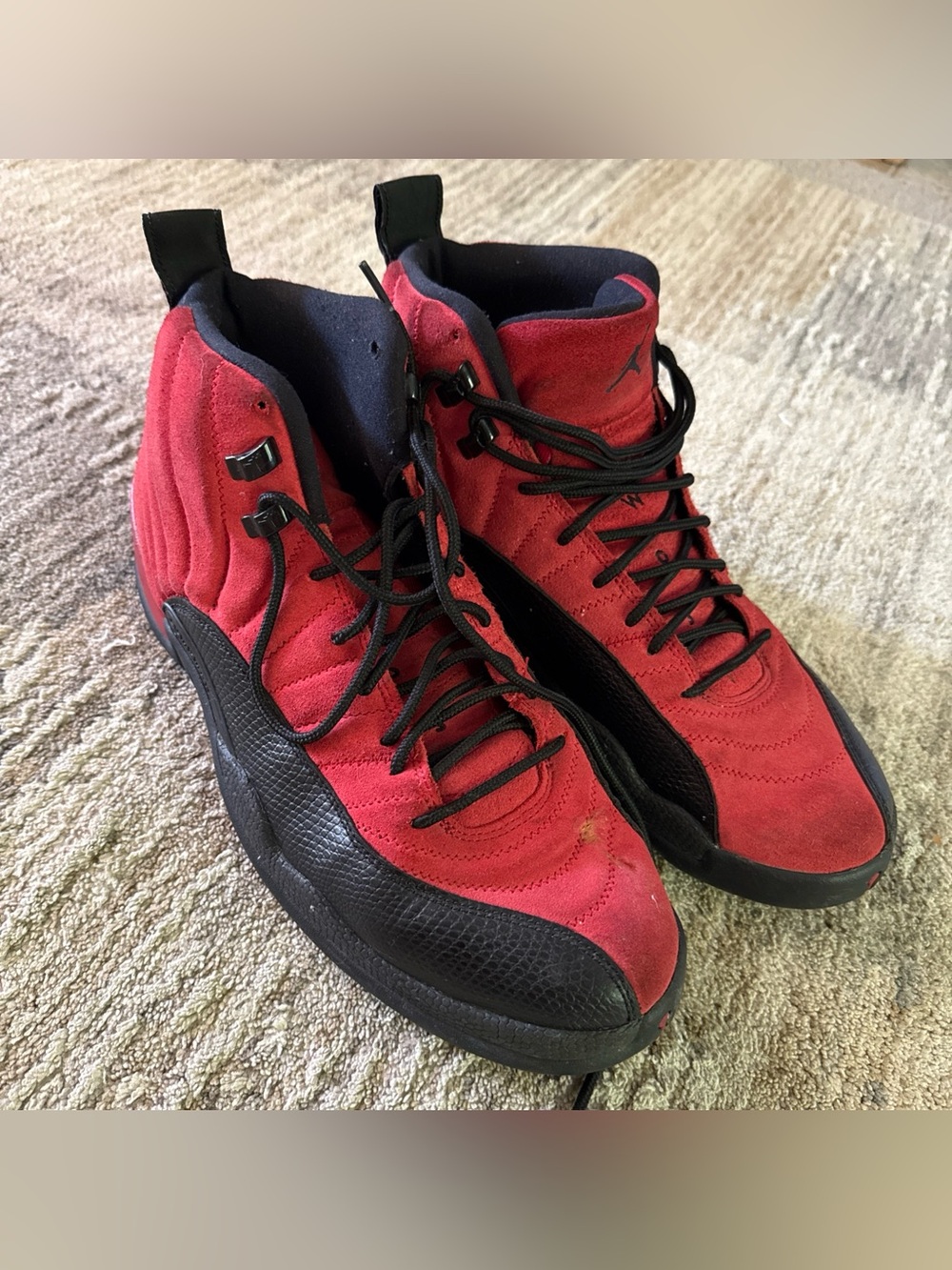 Nike Air Jordan 12 Retro Reverse Flu Game red & black sneakers size 12 men